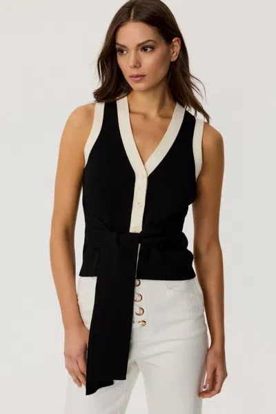 Toccin Collins Sleeveless Tie-front Top In Black
