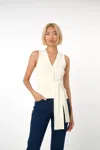 Toccin Collins Sleeveless Tie-front Top In Neutral