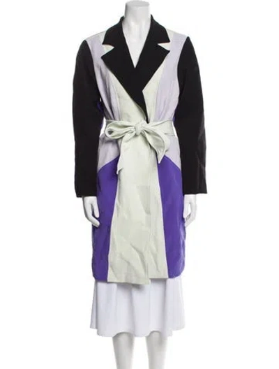 Pre-owned Toccin Colorblock Pattern Coat In Green