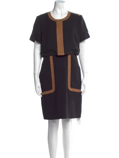 Pre-owned Toccin Colorblock Pattern Knee-length Dress In Black