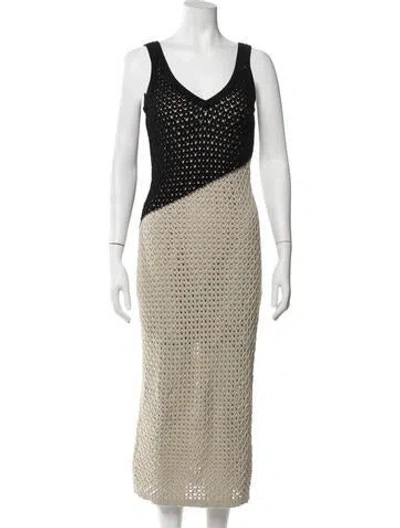 Pre-owned Toccin Colorblock Pattern Long Dress In Neutrals