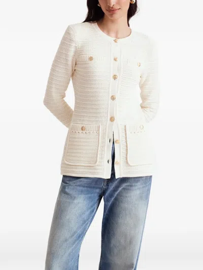 Toccin Constance Button Knit Jacket In White