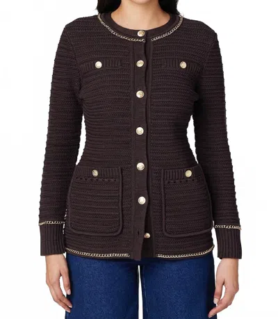 TOCCIN CONSTANCE CREW NECK JACKET IN ESPRESSO