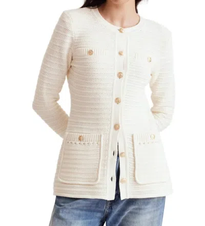 Toccin Constance Knit Jacket In Ivory In White