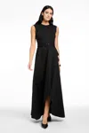 Toccin Corinne Sleeveless Cascade Midi Dress In Black