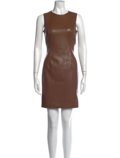 Pre-owned Toccin Crew Neck Knee-length Dress In Brown