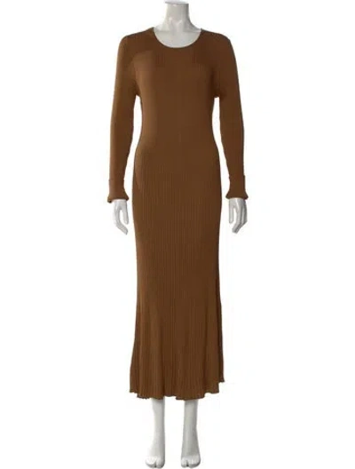 Pre-owned Toccin Crew Neck Long Dress In Brown