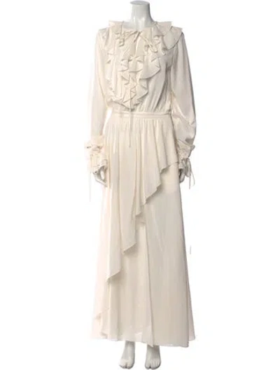 Pre-owned Toccin Crew Neck Long Dress In Neutral