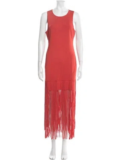 Pre-owned Toccin Crew Neck Long Dress In Orange/red
