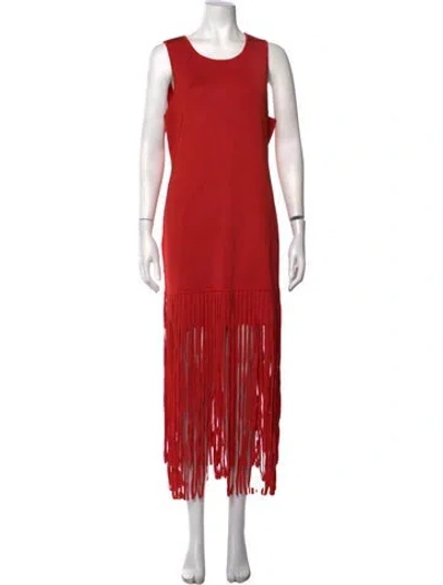 Pre-owned Toccin Crew Neck Long Dress In Red
