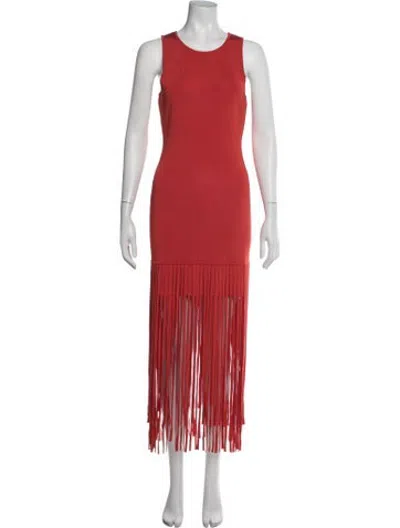 Pre-owned Toccin Crew Neck Long Dress In Red