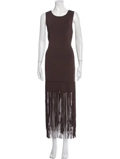 Pre-owned Toccin Crew Neck Long Dress W/ Tags In Brown