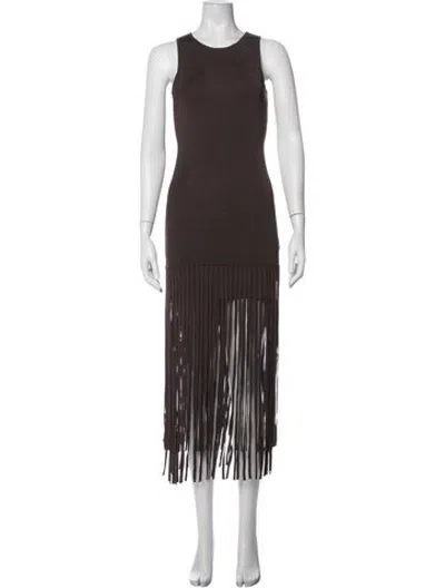 Pre-owned Toccin Crew Neck Long Dress W/ Tags In Brown