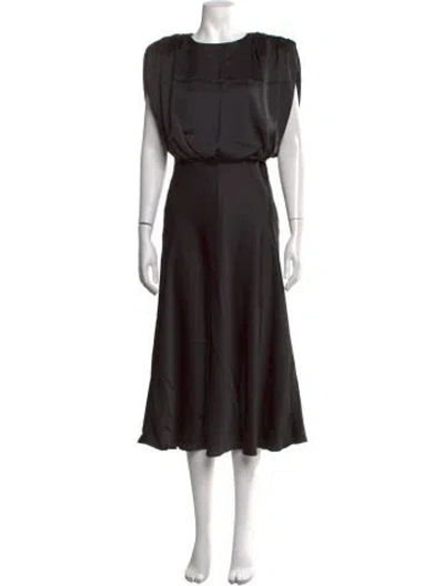 Pre-owned Toccin Crew Neck Midi Length Dress In Black