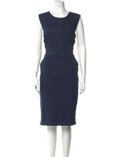 Pre-owned Toccin Crew Neck Midi Length Dress In Blue