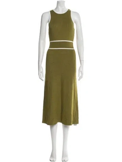 Pre-owned Toccin Crew Neck Midi Length Dress In Green