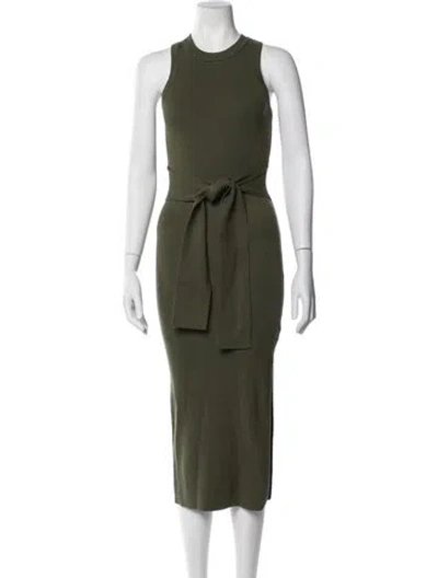 Pre-owned Toccin Crew Neck Midi Length Dress In Green
