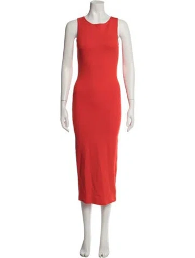 Pre-owned Toccin Crew Neck Midi Length Dress In Orange