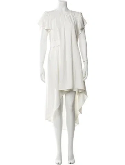 Pre-owned Toccin Crew Neck Midi Length Dress In White