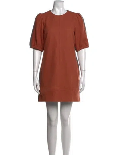 Pre-owned Toccin Crew Neck Mini Dress In Brown/grey