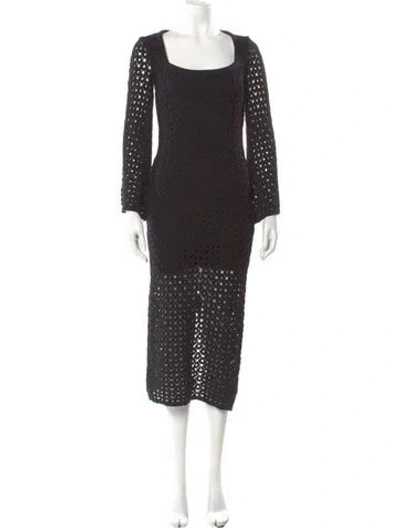 Pre-owned Toccin Crochet Midi Length Dress In Black