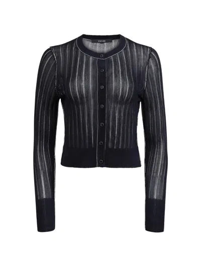 Toccin Crosby Piped Cropped Cardigan In Blue