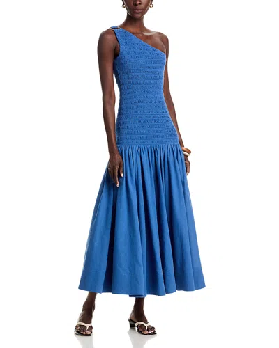 Toccin Darlene One Shoulder Smocked Maxi Dress In Blue
