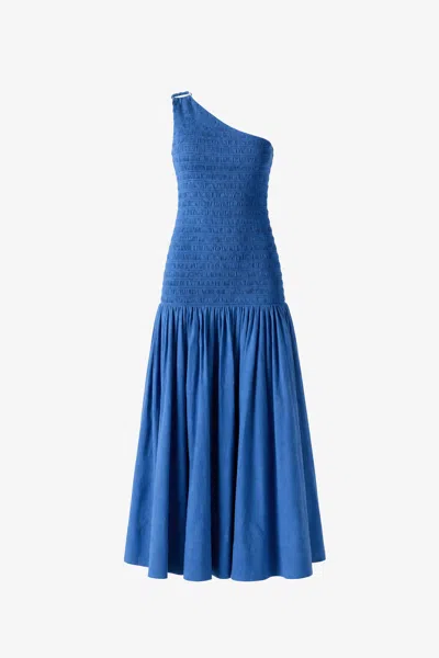 Toccin Darlene One Shoulder Smocked Maxi Dress In Blue