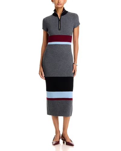 Toccin Dasha Half Zip Mock Neck Midi Dress In Gray