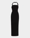 Toccin Davina Sculpted Halter Midi Dress In Brown