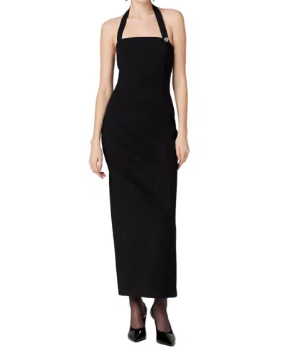 TOCCIN DAVINA SCULPTED HALTER MIDI DRESS IN BLACK