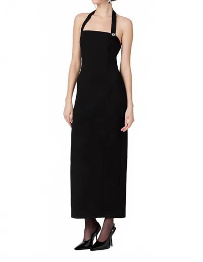 TOCCIN DAVINA SCULPTED HALTER MIDI DRESS IN JET