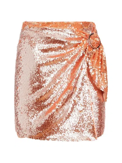 Toccin Dawson Sequin Ring Mini Skirt In Orange
