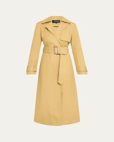 Toccin Declan Classic Belted Trench Coat In Brown