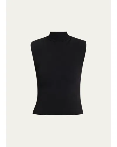 Toccin Diala Sleeveless Mock-neck Knit Top In Black