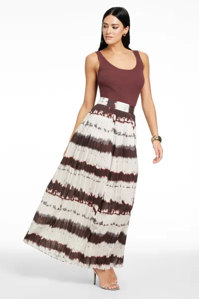 Toccin Dillon Pleated Midi Skirt In Brown