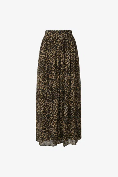 Toccin Dillon Pleated Midi Skirt In Animal Print