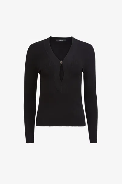 Toccin Dion Button V-neckt-shirt In Black