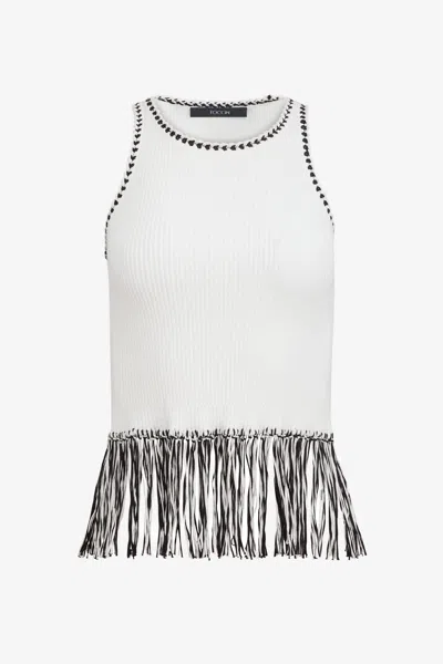Toccin Dottie Fringe Racer Tank In Gray