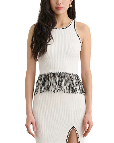 Toccin Dottie Fringe Racer Tank In White