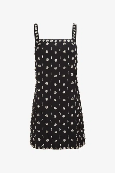 Toccin Dove Hand-beaded Mini Shift Dress In Black