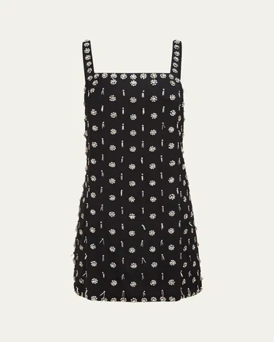 Toccin Dove Hand-beaded Mini Shift Dress In Black