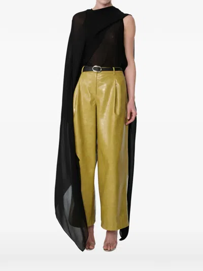 Toccin Draped Asymmetric-panel Top In Black