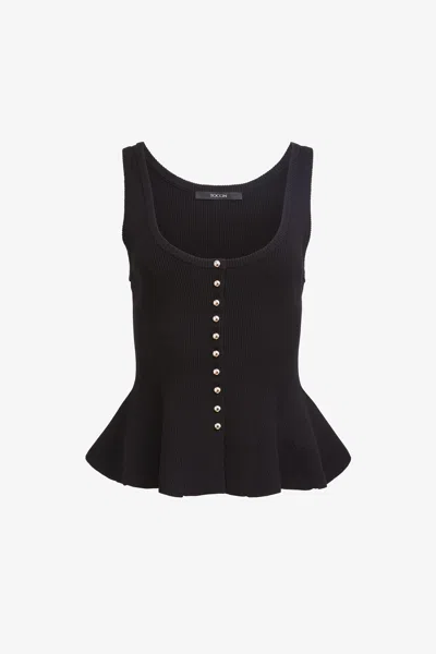 Toccin Eden Button-front Fit And Flare Tank - Pos In Black