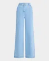 Toccin Eileen Wide-leg Denim Pants With Slits In Blue