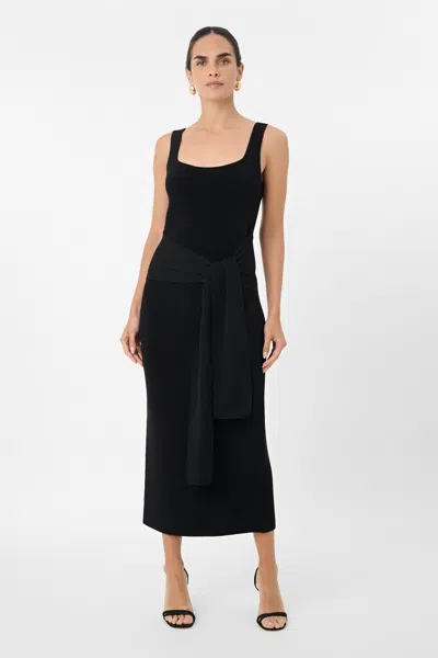 Toccin Elia Tie Front Knit Dress In Black