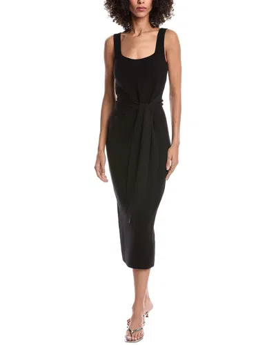 Toccin Elia Tie Front Sash Wool-blend Dress In Black