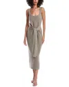 Toccin Elia Tie Front Sash Wool-blend Dress In Gray