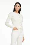 Toccin Elise Crew Neck Cardigan In White