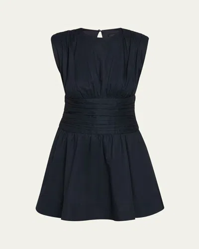 Toccin Eloise Sleeveless Ruched Mini Dress In Washed Jet